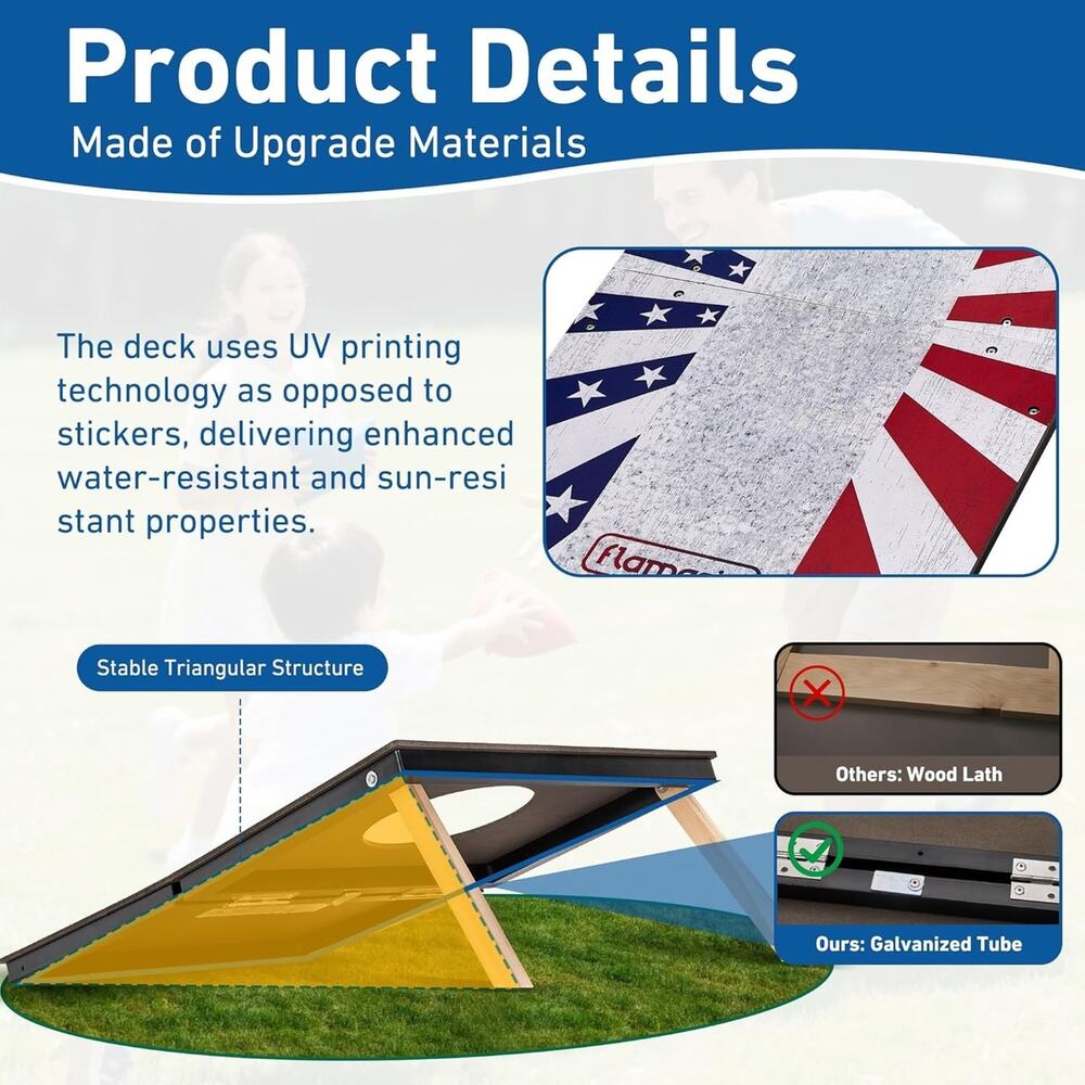 Portable Cornhole Board Set 2x1.3ft | 24"x16": Cornhole Set Outdoor Backyard Cor - Picture 5 of 7